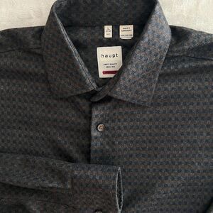 Haupt Shirt L 16.5 Modern Fit Checked Grey